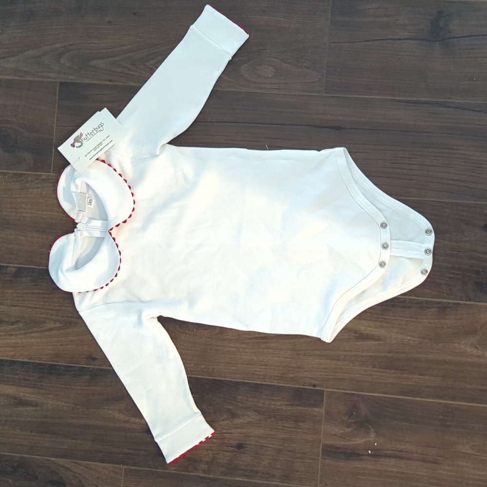 Red and white bodysuit 24m